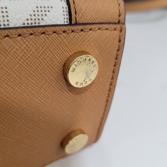 Michael Kors Dillon Monogram Small Satchel and Crossbody Bag Vanilla - Picture 11 of 15